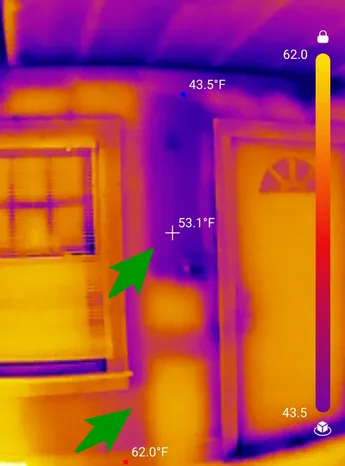 Missing insulation in the top of the wall found during a home inspection in Green.