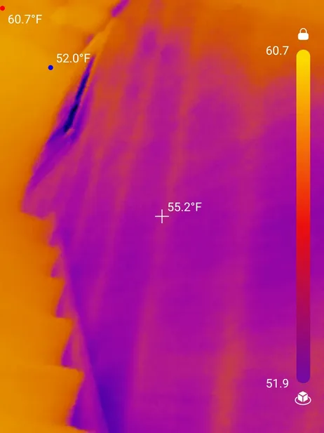 Inconsistent insulation on the wall of the stairwell found during a home inspection in Massillon.