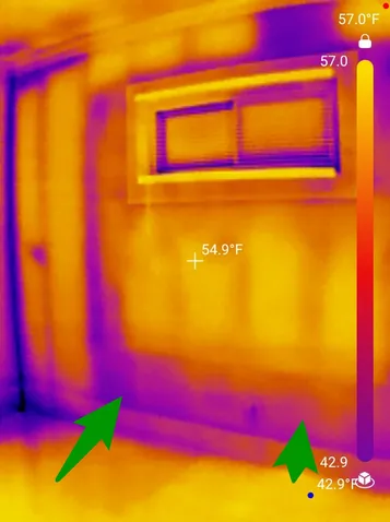 Missing insulation near the floor part of the wall found during a home inspection in Mentor.