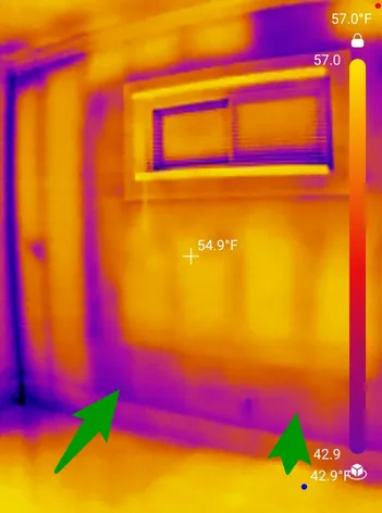 Missing insulation near the floor part of the wall found during a home inspection in Niles.