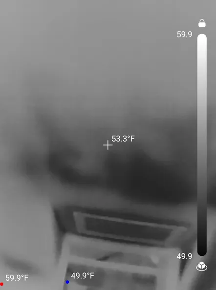Ceiling with missing attic insulation found during a home inspection in Shaker Heights.