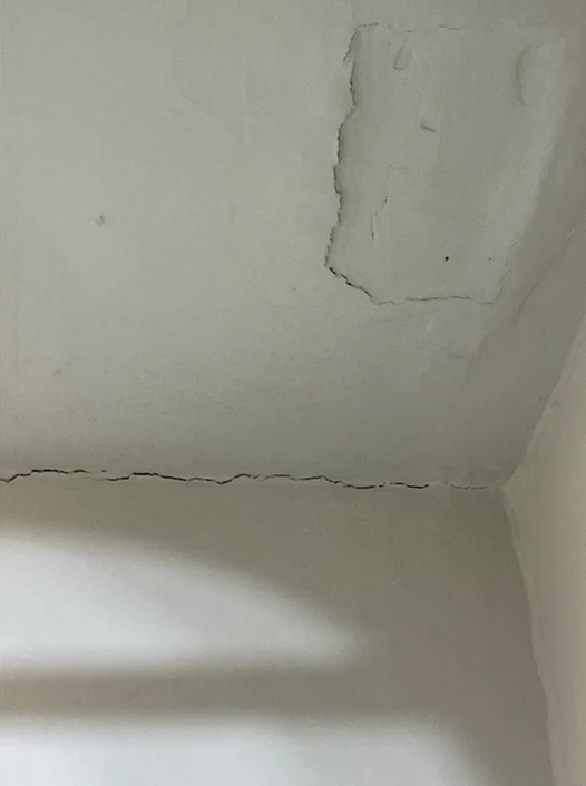 While evaluating the property, the home inspector discovered Peeling paint on ceiling in Lyndhurst.