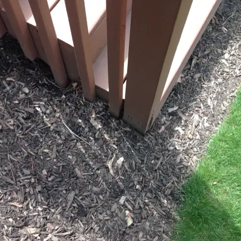 Improper earth to wood contact causing rot risk in Streetsboro
